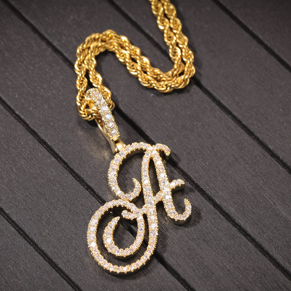 Custom Cursive Alphabet Pendant Necklace