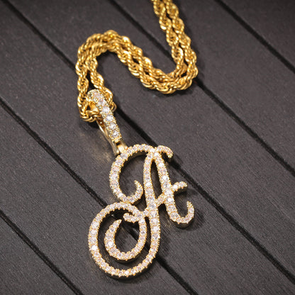 Custom Cursive Alphabet Pendant Necklace