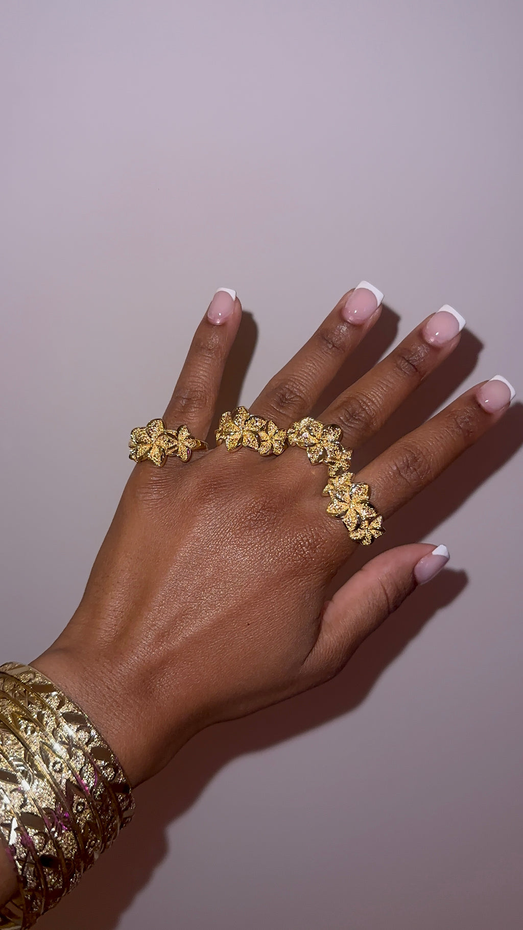 Golden Trio Flower Ring