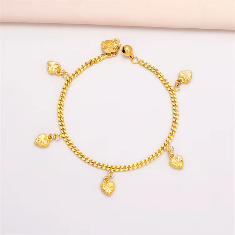 Golden Heart Cuban Anklet