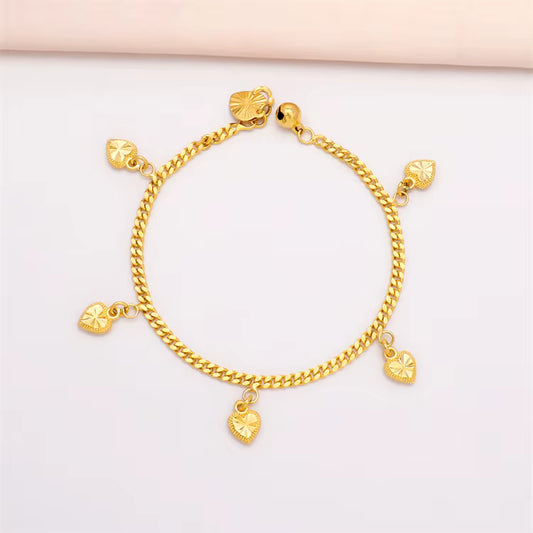 Golden Heart Cuban Anklet