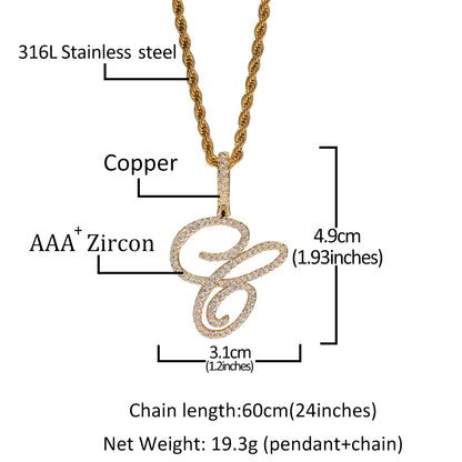 Custom Cursive Alphabet Pendant Necklace