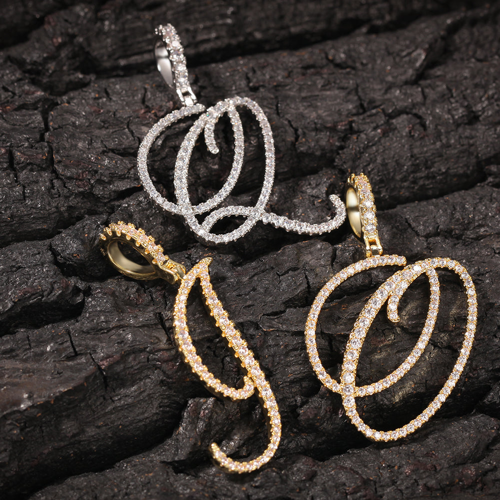 Custom Cursive Alphabet Pendant Necklace