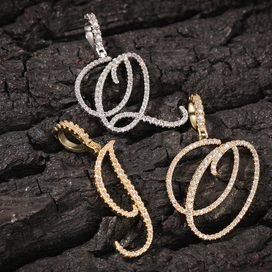 Icy Cursive Alphabet Pendant