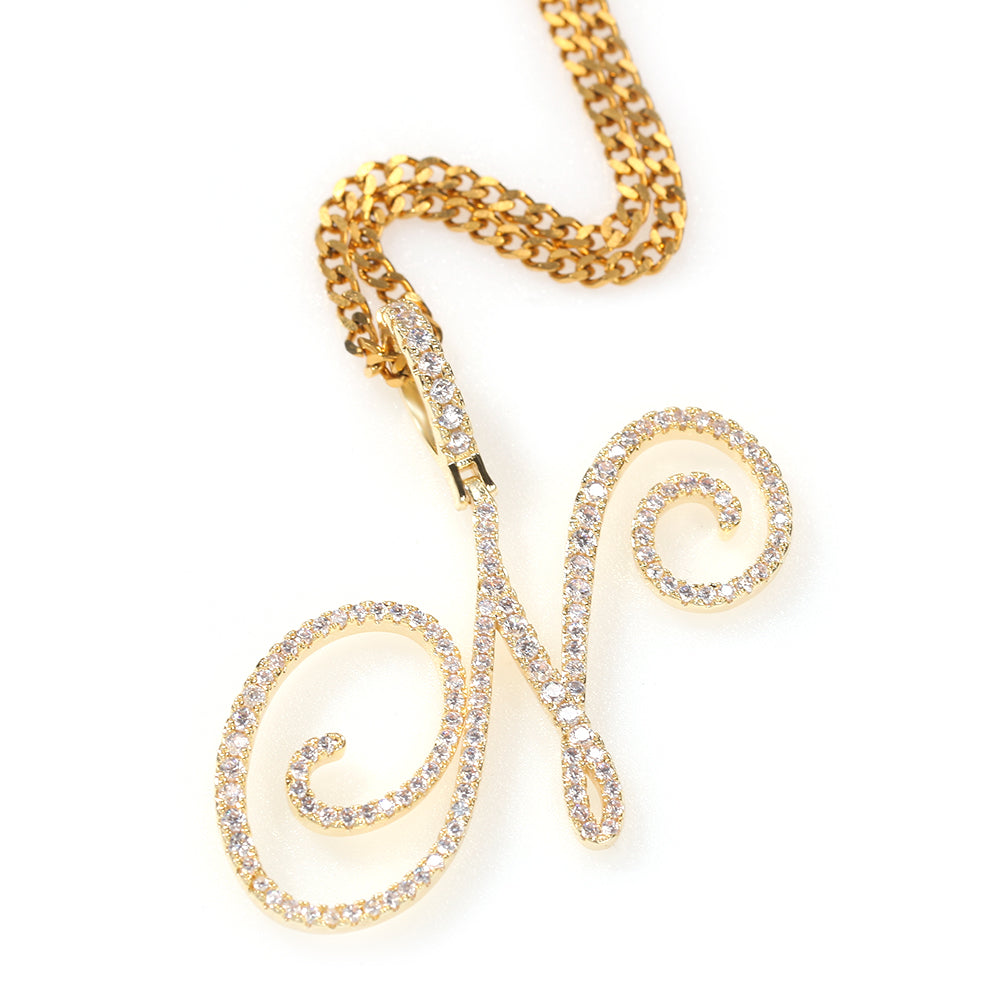 Custom Cursive Alphabet Pendant Necklace